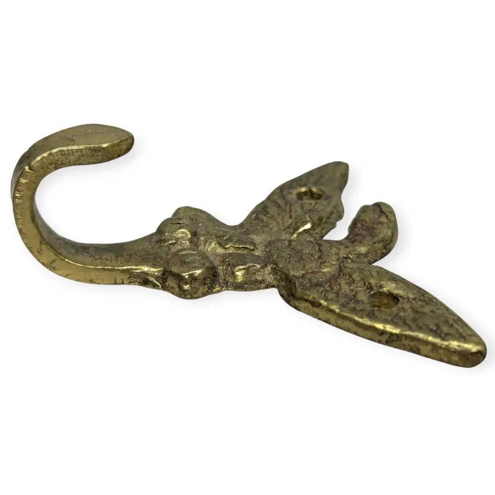 Vintage Brass Mallard Duck Wildlife Wall Mount Coat Hat Hook Hanger 2
